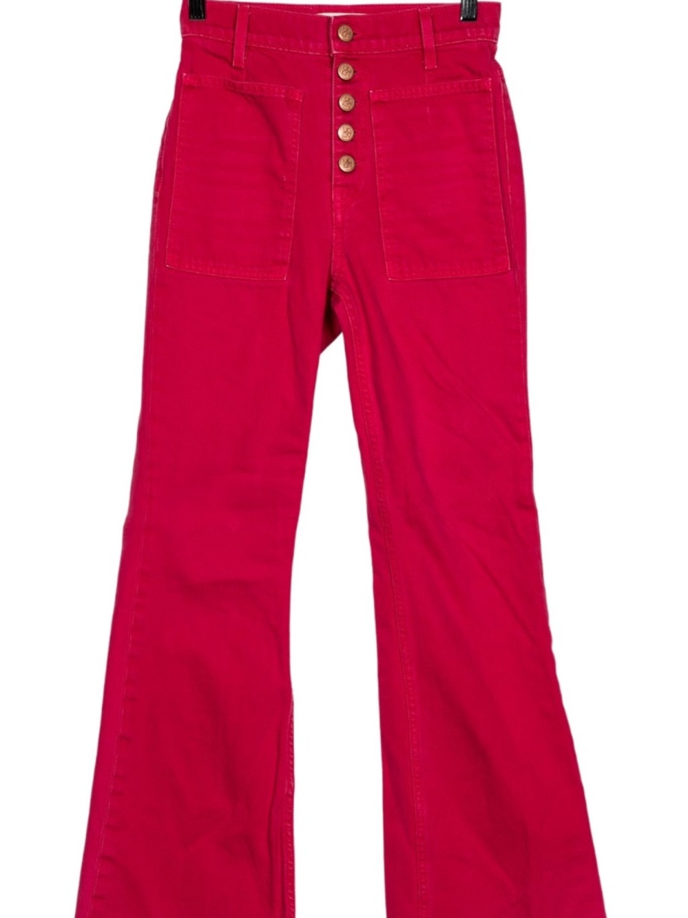 Ulla Johnson Lou High-Rise Button-Front Flare Pants in Orchid
